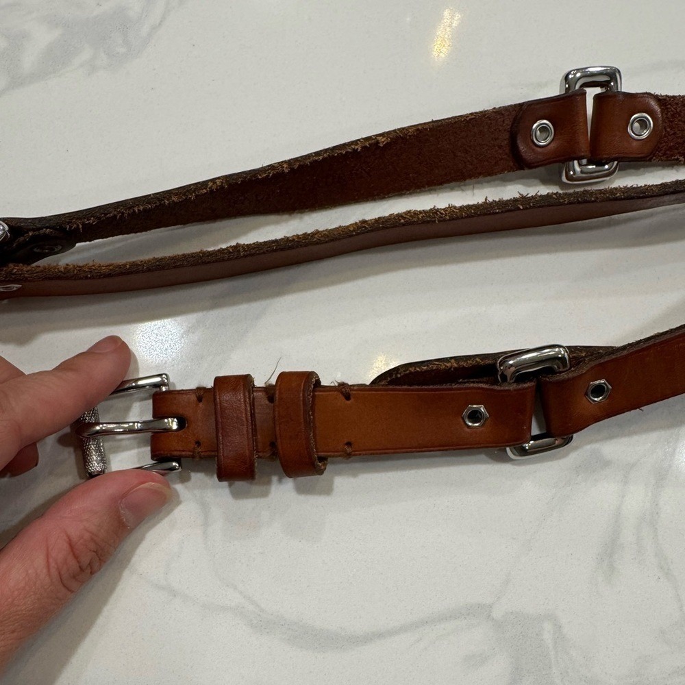 Ralph Lauren Belt Multi Buckle Leather Brown Womens - Picture 3 of 9
